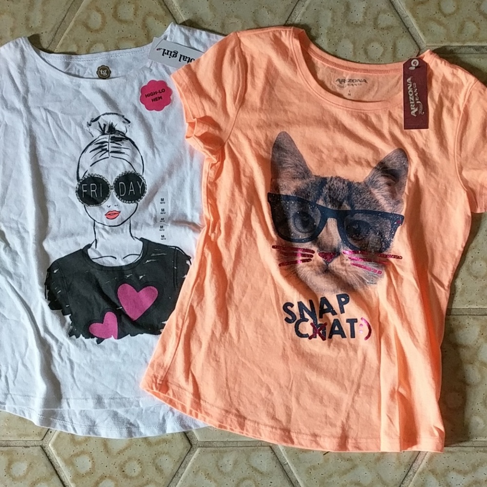*Brand New*Girls tees. 10/12 and 14